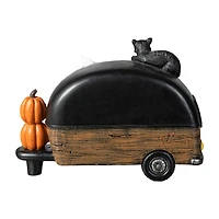 Glitzhome 9.25"Camperw/Ghost & Pumpkin & Cat Table Halloween Tabletop Decor