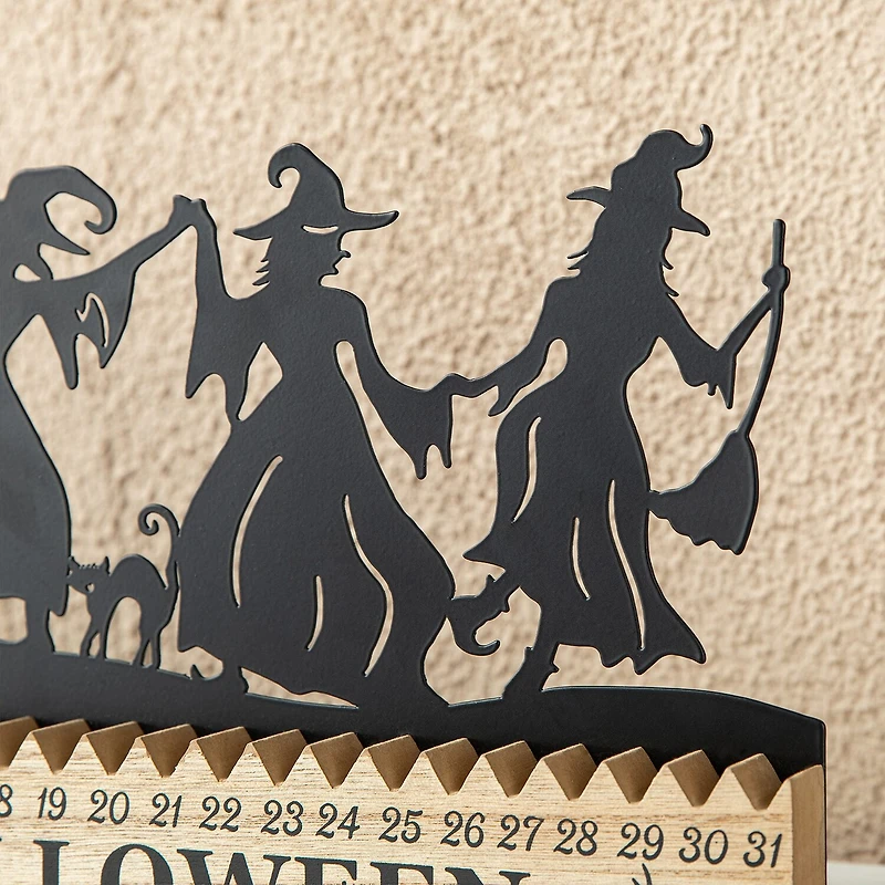 Glitzhome 18"Dancing Witch Silhouette Table Sign Halloween Tabletop Decor