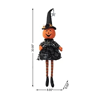 Glitzhome 30" Fabric Dressed Pumpkin Sitter Halloween Tabletop Decor