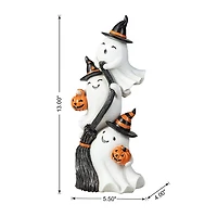 Glitzhome "13""Polyresin Stacked Ghost Table Decor" Halloween Tabletop Decor