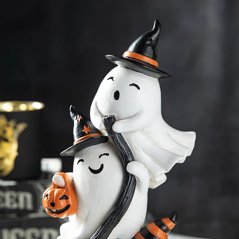Glitzhome "13""Polyresin Stacked Ghost Table Decor" Halloween Tabletop Decor