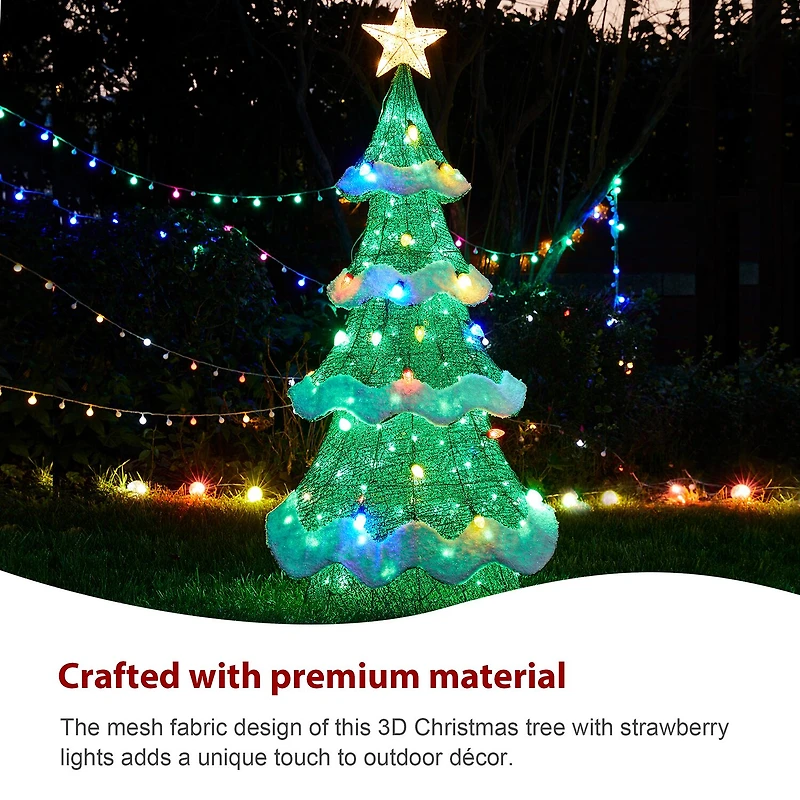 Glitzhome 56.25" Lighted Mesh Tree Christmas Yard Art
