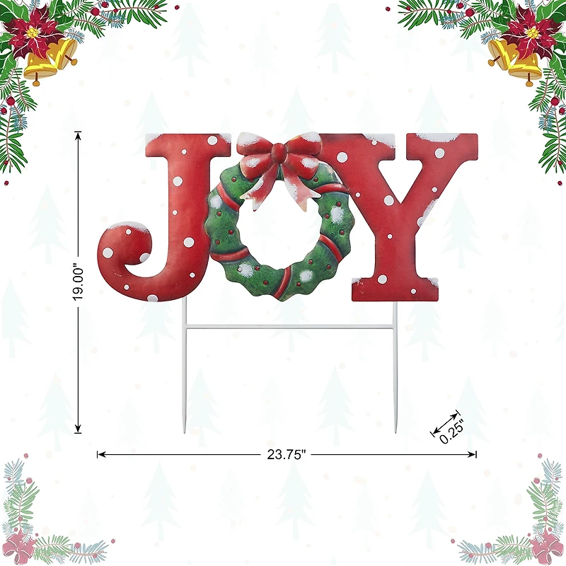 Glitzhome 29.25" Metal Joy Christmas Yard Art