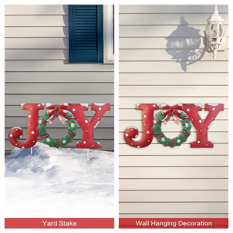 Glitzhome 29.25" Metal Joy Christmas Yard Art