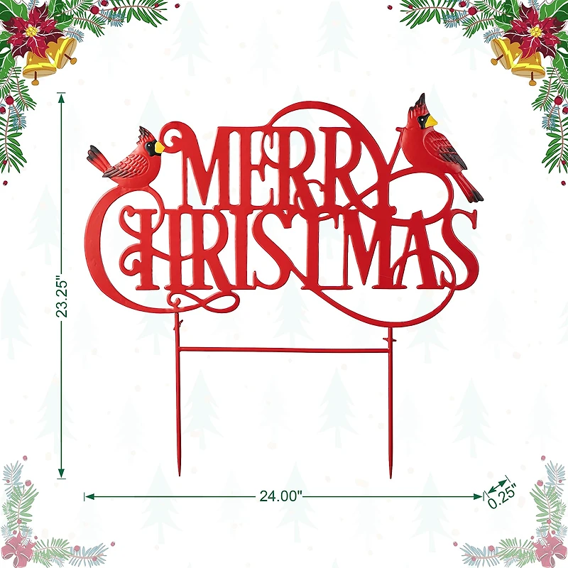 Glitzhome 24" Metal Merry Christmas Yard Art