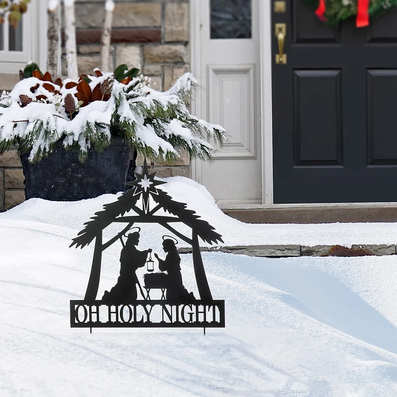 Glitzhome 30" Metal Silhouette Nativity Christmas Yard Art
