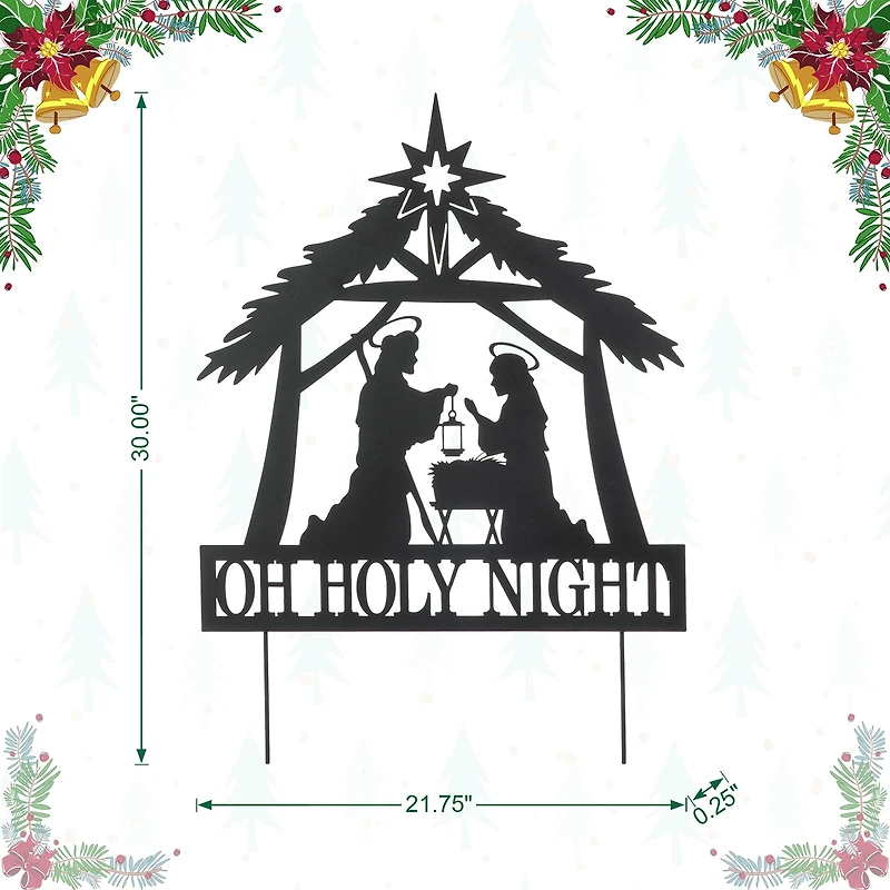 Glitzhome 30" Metal Silhouette Nativity Christmas Yard Art