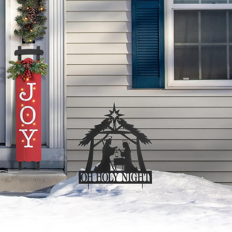 Glitzhome 30" Metal Silhouette Nativity Christmas Yard Art