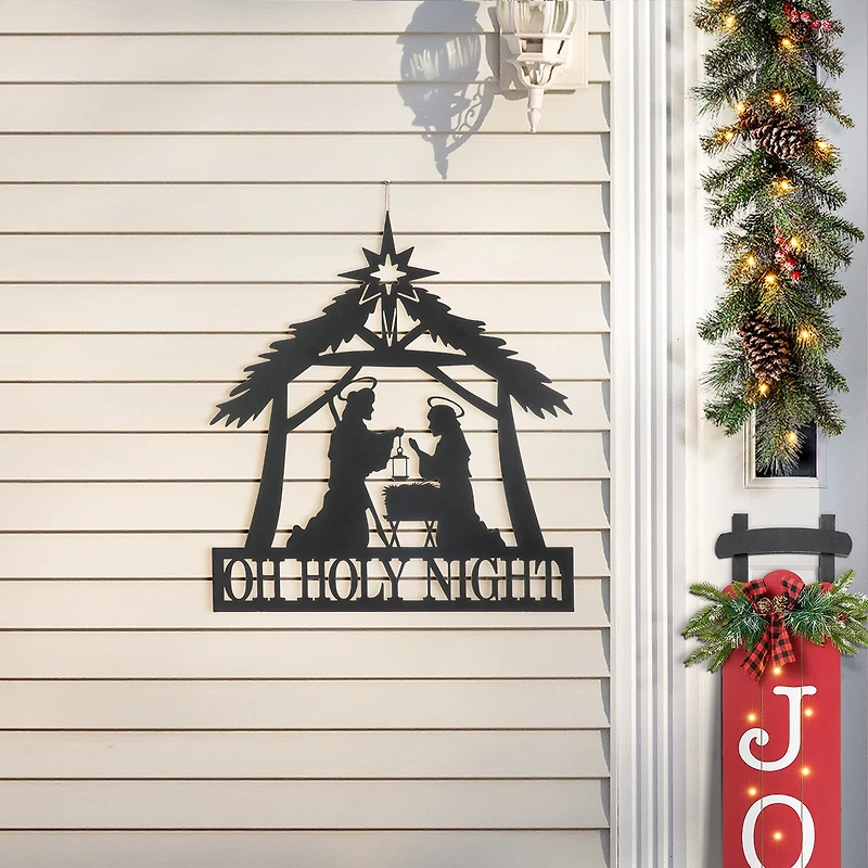 Glitzhome 30" Metal Silhouette Nativity Christmas Yard Art