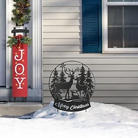 Glitzhome 30" Metal Silhouette Waterglobe Christmas Yard Art