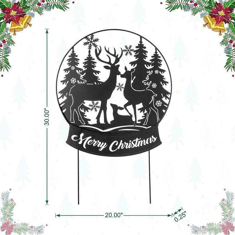 Glitzhome 30" Metal Silhouette Waterglobe Christmas Yard Art