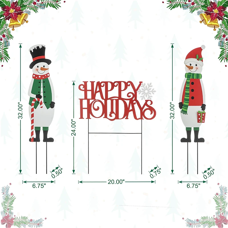 Glitzhome Metal Happy Holidays Christmas Yard Art