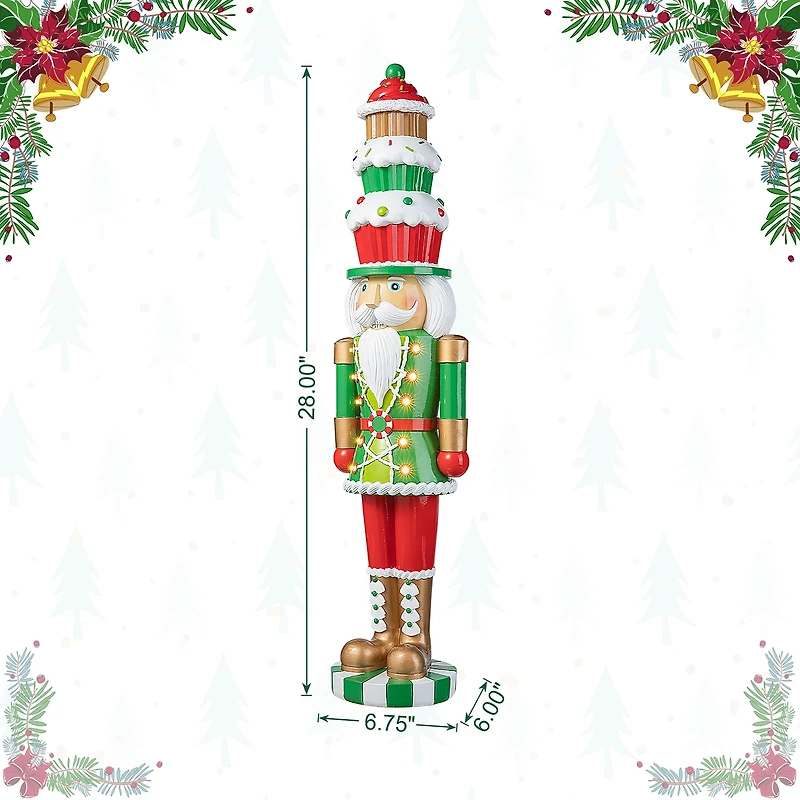 Glitzhome 28" Lighted Resin Nutcracker Christmas Porch Sign