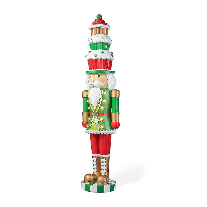 Glitzhome 28" Lighted Resin Nutcracker Christmas Porch Sign