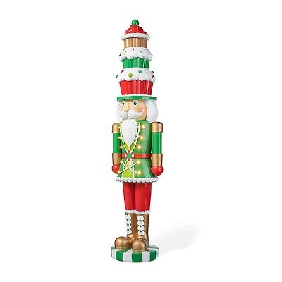 Glitzhome 28" Lighted Resin Nutcracker Christmas Porch Sign