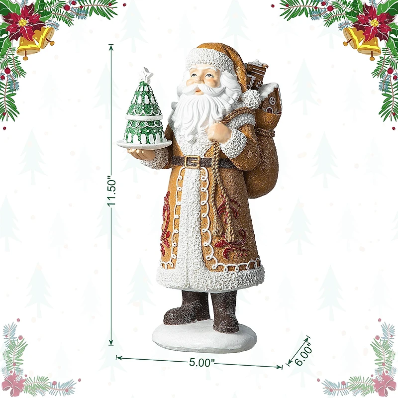 Glitzhome 11.5" Gingerbread Santa Christmas Tabletop Decor