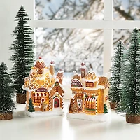 Glitzhome 7.25" Lighted Gingerbread House Christmas Tabletop Decor