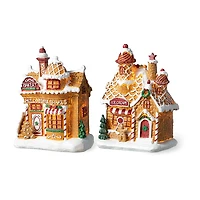 Glitzhome 7.25" Lighted Gingerbread House Christmas Tabletop Decor