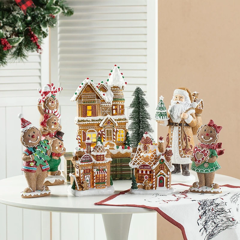 Glitzhome 7.25" Lighted Gingerbread House Christmas Tabletop Decor
