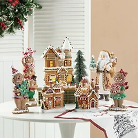 Glitzhome 7.25" Lighted Gingerbread House Christmas Tabletop Decor