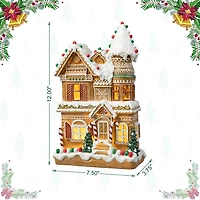 Glitzhome 12" Resin Gingerbread House Christmas Tabletop Decor