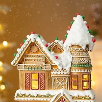 Glitzhome 12" Resin Gingerbread House Christmas Tabletop Decor