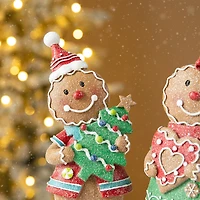 Glitzhome 9.75" Resin Gingerbread 2-pc. Christmas Tabletop Decor