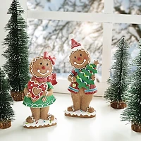 Glitzhome 9.75" Resin Gingerbread 2-pc. Christmas Tabletop Decor