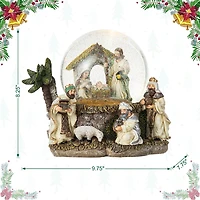 Glitzhome 8.25" Snowflakes Nativity Christmas Snow Globe
