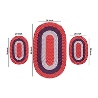 Better Trends Country Stripe Braided 3 Pc Oval Rug Set