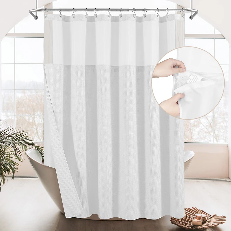 Awesome Home™ Waffle With Snap In Liner Shower Curtain