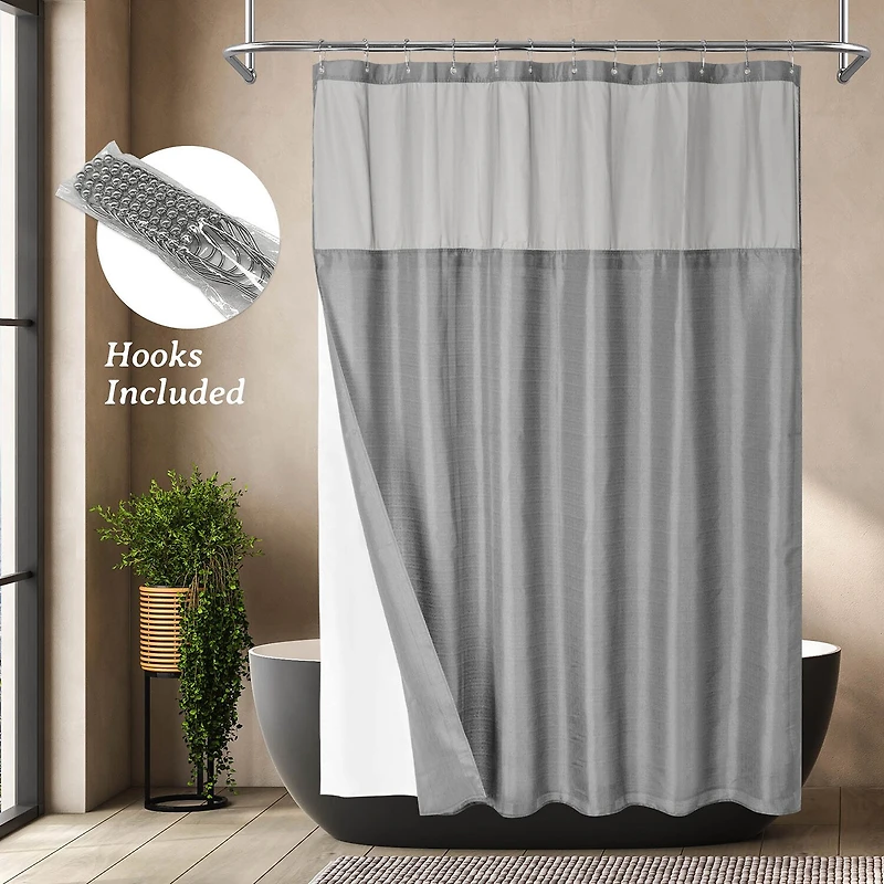 Awesome Home™ Waterproof Poly Snap Liner Shower Curtain Set