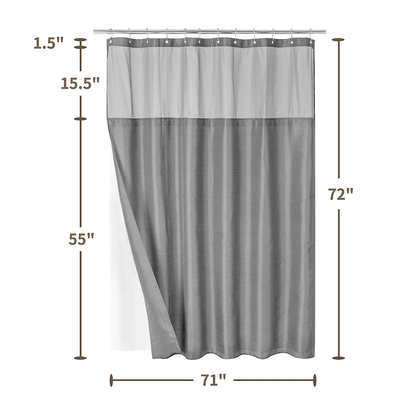 Awesome Home™ Waterproof Poly Snap Liner Shower Curtain Set