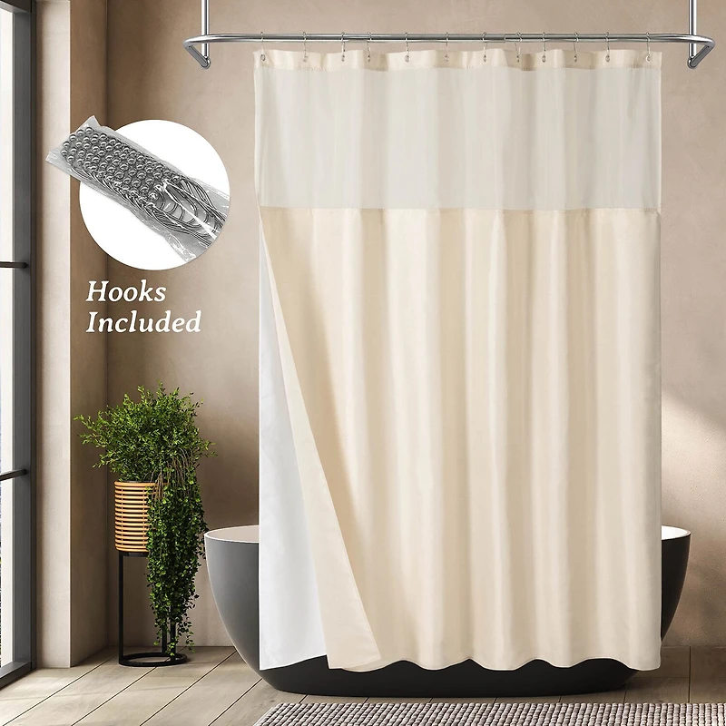 Awesome Home™ Waterproof Poly Snap Liner Shower Curtain Set