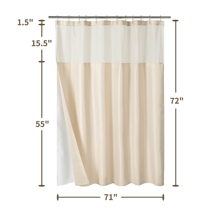 Awesome Home™ Waterproof Poly Snap Liner Shower Curtain Set