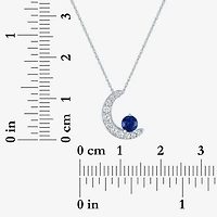 Womens Lab Created Blue Sapphire Sterling Silver Moon 16 Inch Pendant Necklace