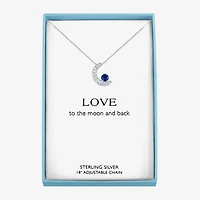 Womens Lab Created Blue Sapphire Sterling Silver Moon 16 Inch Pendant Necklace