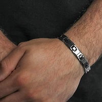 Mens Tungsten Solid Round 9 Inch Link Bracelet