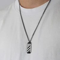 Mens Stainless Steel Rectangular Pendant