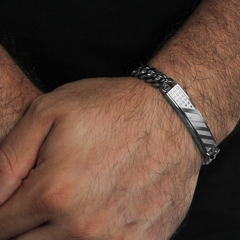 Mens Stainless Steel Solid Link Bracelet