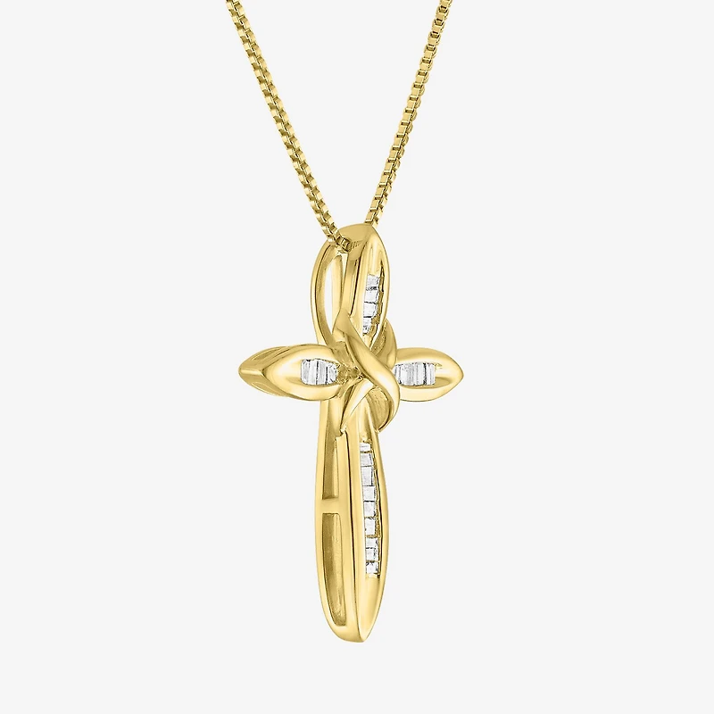 1/10Cttw Diamond Sterling Silver Cross Pendant