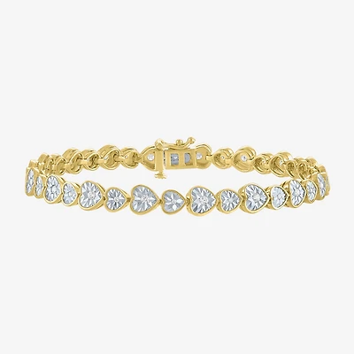 (G-H / I1-I2) Womens 1/2 CT. T.W. Lab Grown White Diamond Sterling Silver Heart 7.25 Inch Tennis Bracelet