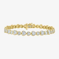 (G-H / I1-I2) Womens 1/2 CT. T.W. Lab Grown White Diamond Sterling Silver Heart 7.25 Inch Tennis Bracelet