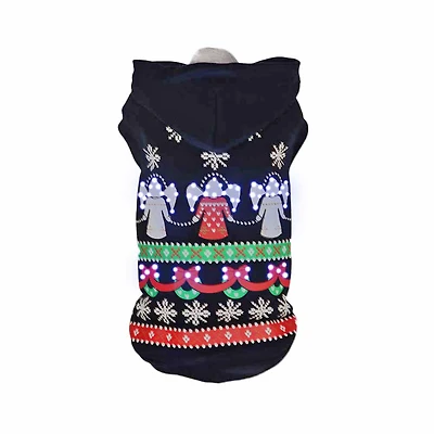 The Pet Life LED Lighting Patterned Holiday Hooded Sweater Costume