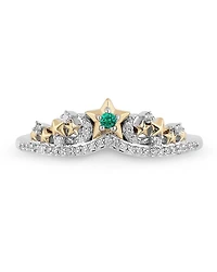 Enchanted Disney Fine Jewelry Lab Created Emerald and 1/10 CT. T.W. Diamond Tinker Bell Ring in 14K Gold Over Silver and Sterling Silver
