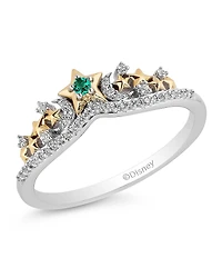 Enchanted Disney Fine Jewelry Lab Created Emerald and 1/10 CT. T.W. Diamond Tinker Bell Ring in 14K Gold Over Silver and Sterling Silver