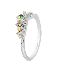 Enchanted Disney Fine Jewelry Lab Created Emerald and 1/10 CT. T.W. Diamond Tinker Bell Ring in 14K Gold Over Silver and Sterling Silver