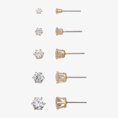 Mixit Womens Cubic Zirconia Hypoallergenic 5 Pair Earring Set