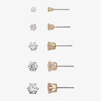 Mixit Womens Cubic Zirconia Hypoallergenic 5 Pair Earring Set