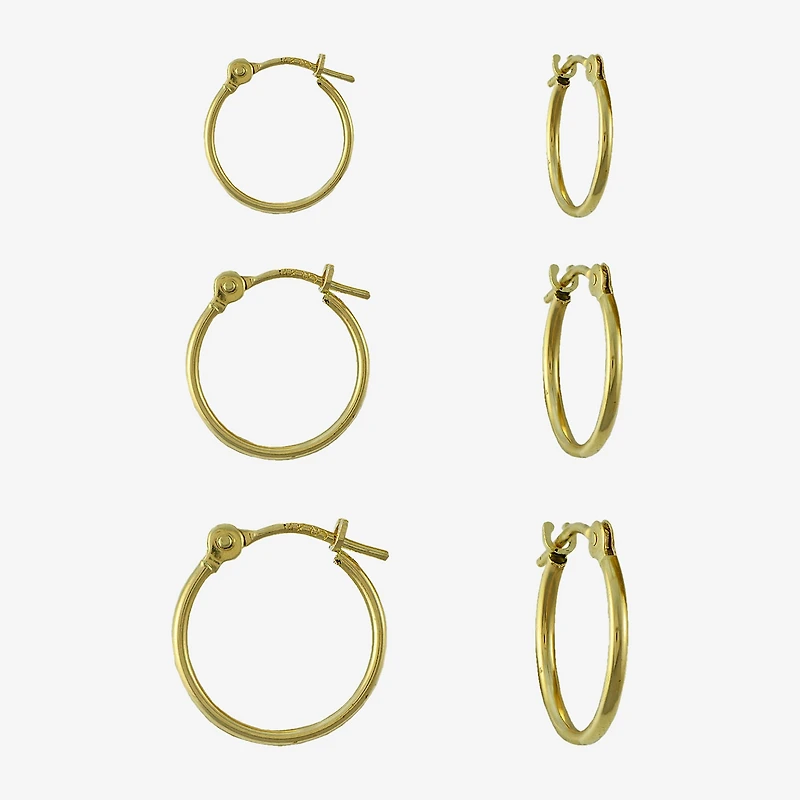 12mm, 13.5mm, And 16.5mm Hoop Womens 14K Gold Earring Set